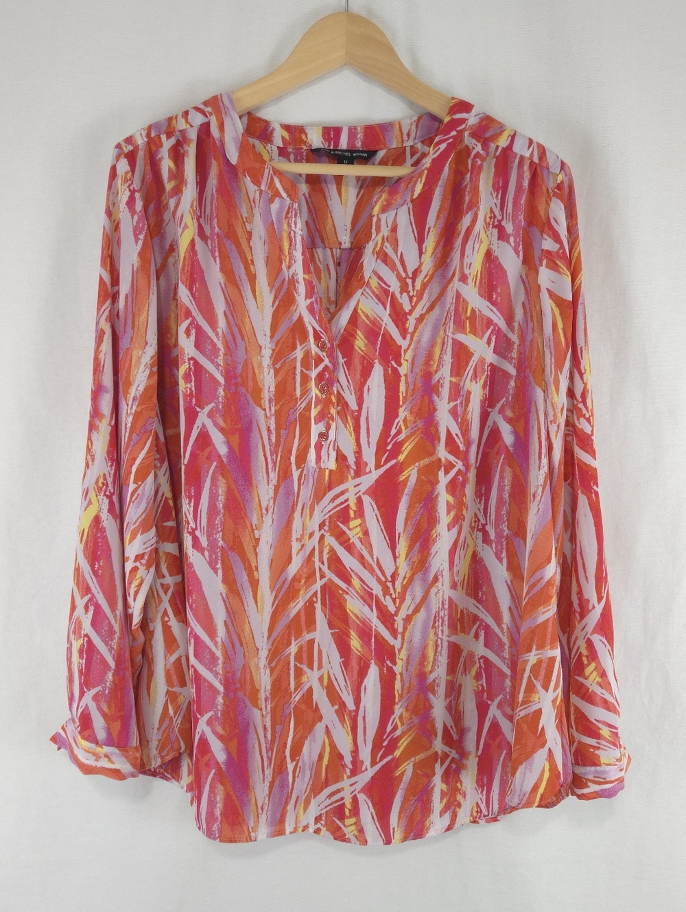 Zac & Rachel Women's Pink Colorful Abstract Print Blouse